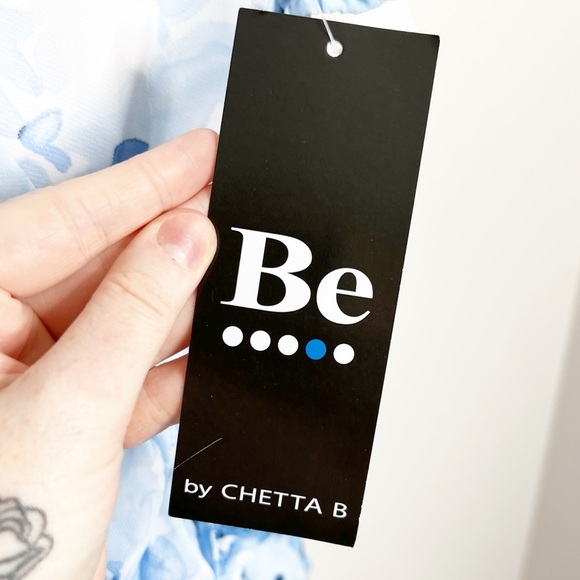 New with Tags Be By Chetta B Women's Ivory Navy Fitted Mini Ruched Ruffle Dress - Picture 12 of 16